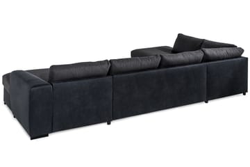 Cuba 5-seters Venstrevendt U-formet Large Sofa med Divan og Sjeselong i Kunstlær/Stoff - Svart / Grå - Møbler - Sofaer - U-sofa