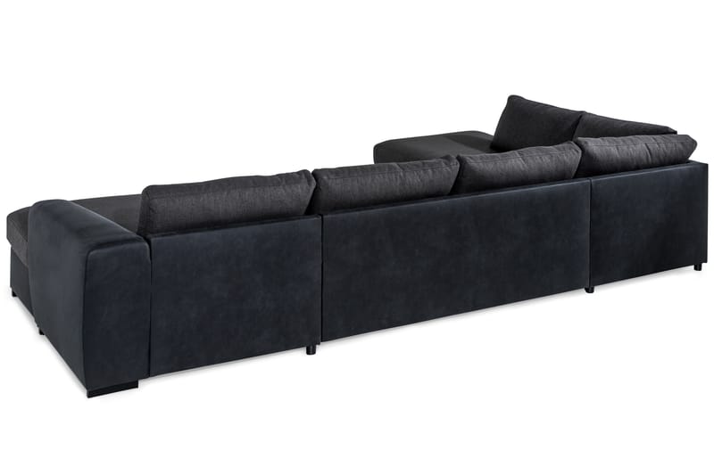 Cuba 5-seters Venstrevendt U-formet Large Sofa med Divan og Sjeselong i Kunstlær/Stoff - Svart / Grå - Møbler - Sofaer - U-sofa