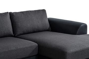 Cuba 5-seters Venstrevendt U-formet Large Sofa med Divan og Sjeselong i Kunstlær/Stoff - Svart / Grå - Møbler - Sofaer - U-sofa