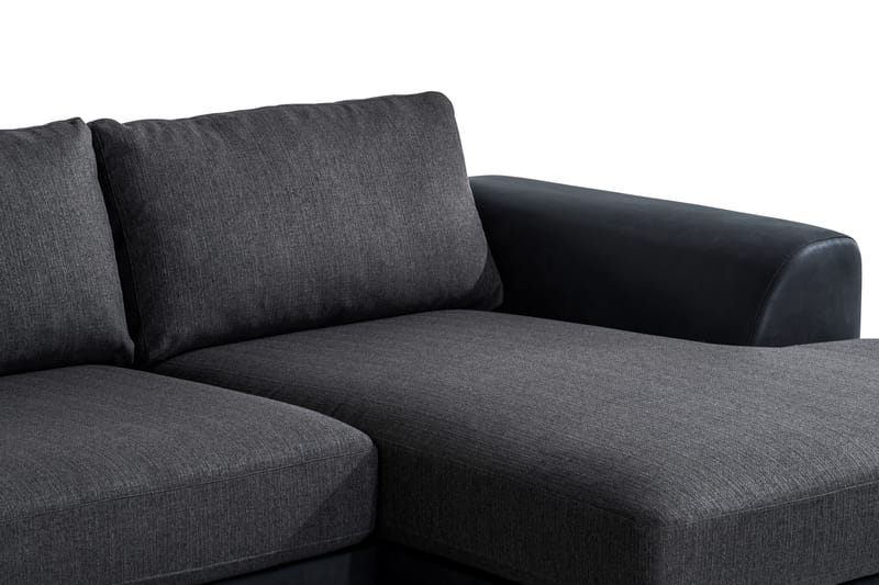Cuba 5-seters Venstrevendt U-formet Large Sofa med Divan og Sjeselong i Kunstlær/Stoff - Svart / Grå - Møbler - Sofaer - U-sofa