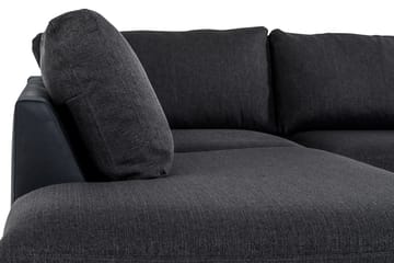 Cuba 5-seters Venstrevendt U-formet Large Sofa med Divan og Sjeselong i Kunstlær/Stoff - Svart / Grå - Møbler - Sofaer - U-sofa