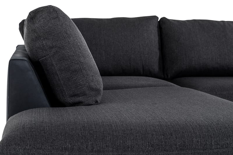 Cuba 5-seters Venstrevendt U-formet Large Sofa med Divan og Sjeselong i Kunstlær/Stoff - Svart / Grå - Møbler - Sofaer - U-sofa