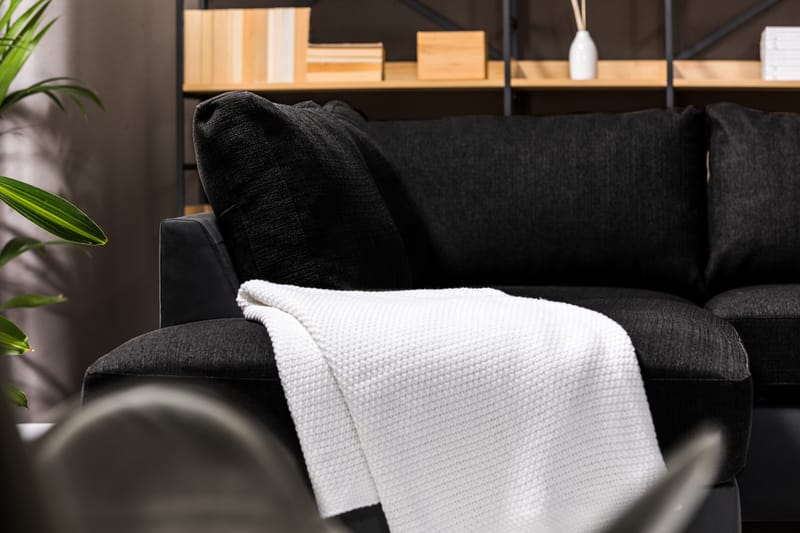 Cuba 5-seters Venstrevendt U-formet Sofa med Divan og Sjeselong i Kunstlær/Stoff - Grå / Svart - Møbler - Sofaer - U-sofa