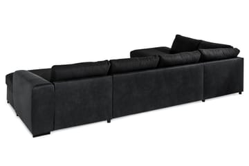 Cuba 5-seters Venstrevendt U-formet Sofa med Divan og Sjeselong i Kunstlær/Stoff - Grå / Svart - Møbler - Sofaer - U-sofa