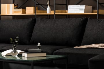 Cuba 5-seters Venstrevendt U-formet Sofa med Divan og Sjeselong i Kunstlær/Stoff - Grå / Svart - Møbler - Sofaer - U-sofa