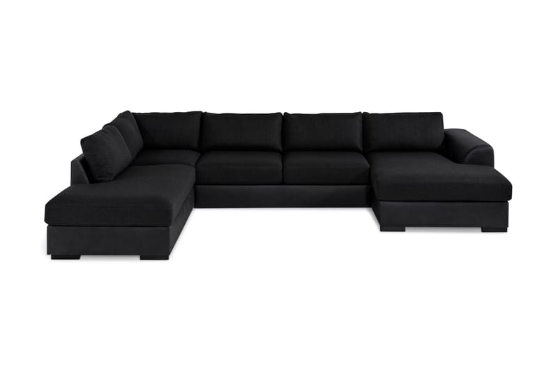 Cuba 5-seters Venstrevendt U-formet Sofa med Divan og Sjeselong i Kunstlær/Stoff - Grå / Svart - Møbler - Sofaer - U-sofa