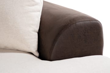 Cuba 5-seters Venstrevendt U-formet Sofa med Divan og Sjeselong i Kunstlær/Stoff inkl. Pynteputer - Brun / Beige - Møbler - Sofaer - U-sofa