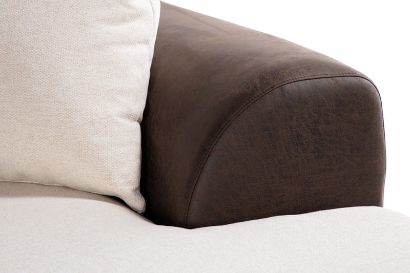 Cuba 5-seters Venstrevendt U-formet Sofa med Divan og Sjeselong i Kunstlær/Stoff inkl. Pynteputer - Brun / Beige - Møbler - Sofaer - U-sofa
