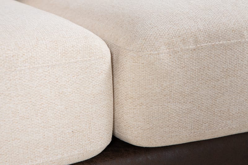 Cuba 5-seters Venstrevendt U-formet Sofa med Divan og Sjeselong i Kunstlær/Stoff inkl. Pynteputer - Brun / Beige - Møbler - Sofaer - U-sofa