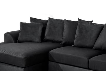 Cuba 5-seters Venstrevendt U-formet Sofa med Divan og Sjeselong i Kunstlær/Stoff inkl. Pynteputer - Grå / Svart - Møbler - Sofaer - U-sofa