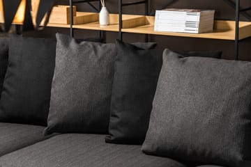 Cuba 5-seters Venstrevendt U-formet Sofa med Divan og Sjeselong i Kunstlær/Stoff inkl. Pynteputer - Svart / Grå - Møbler - Sofaer - U-sofa