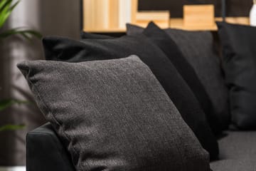 Cuba 5-seters Venstrevendt U-formet Sofa med Divan og Sjeselong i Kunstlær/Stoff inkl. Pynteputer - Svart / Grå - Møbler - Sofaer - U-sofa