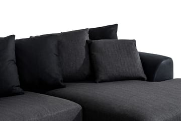 Cuba 5-seters Venstrevendt U-formet Sofa med Divan og Sjeselong i Kunstlær/Stoff inkl. Pynteputer - Svart / Grå - Møbler - Sofaer - U-sofa