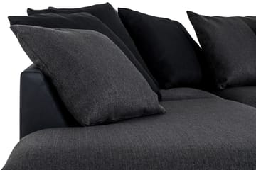 Cuba 5-seters Venstrevendt U-formet Sofa med Divan og Sjeselong i Kunstlær/Stoff inkl. Pynteputer - Svart / Grå - Møbler - Sofaer - U-sofa