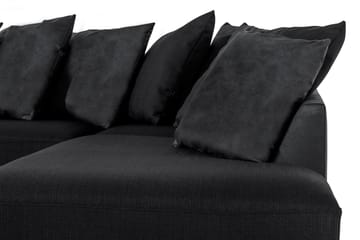 Cuba 5-seters Venstrevendt U-formet Sofa med Divan og Sjeselong i Kunstlær/Stoff inkl. Pynteputer - Grå / Svart - Møbler - Sofaer - U-sofa