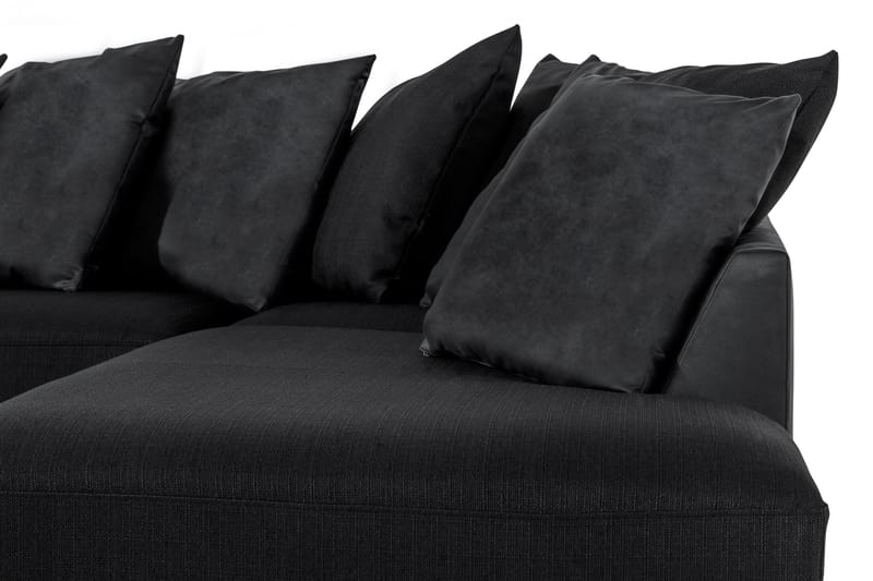 Cuba 5-seters Venstrevendt U-formet Sofa med Divan og Sjeselong i Kunstlær/Stoff inkl. Pynteputer - Grå / Svart - Møbler - Sofaer - U-sofa