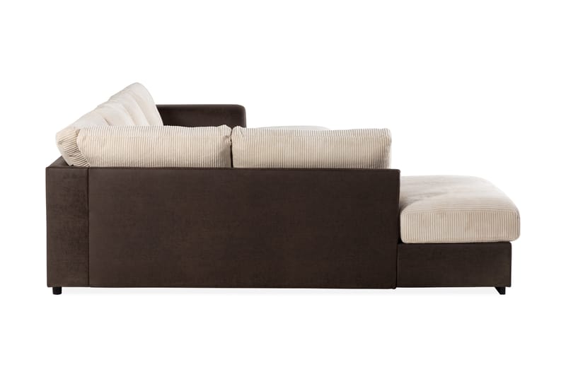 Cuba 5-seters Venstrevendt U-formet Sofa med Divan og Sjeselong i Manchester/Kunstlær - Brun / Beige - Møbler - Sofaer - U-sofa