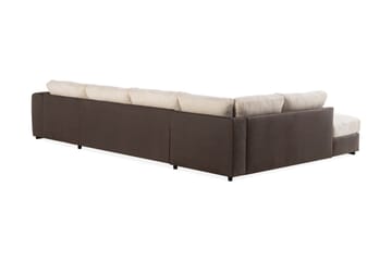 Cuba 5-seters Venstrevendt U-formet Sofa med Divan og Sjeselong i Manchester/Kunstlær - Brun / Beige - Møbler - Sofaer - U-sofa