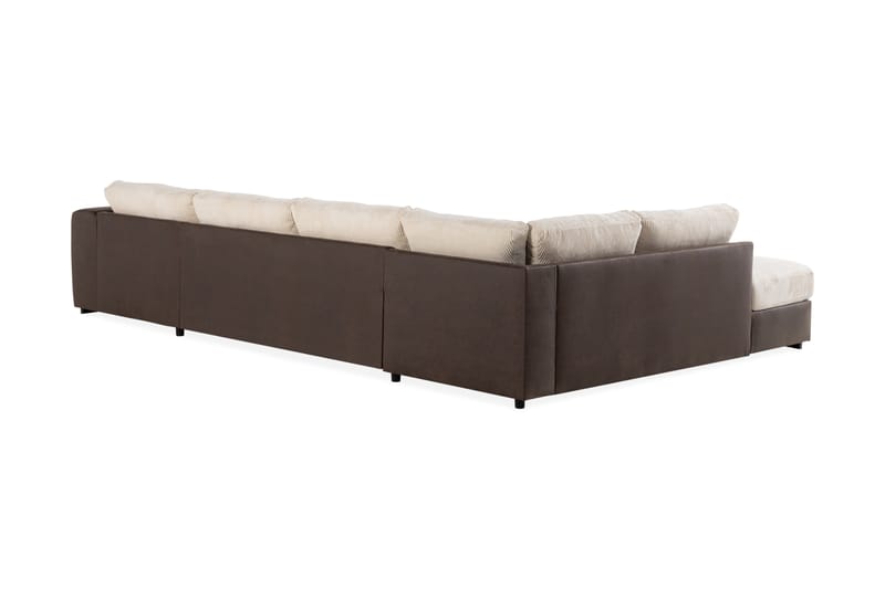 Cuba 5-seters Venstrevendt U-formet Sofa med Divan og Sjeselong i Manchester/Kunstlær - Brun / Beige - Møbler - Sofaer - U-sofa