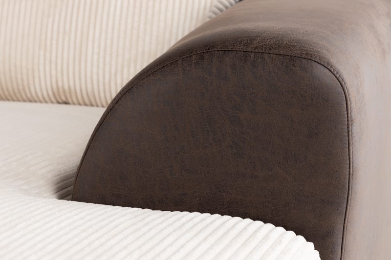 Cuba 5-seters Venstrevendt U-formet Sofa med Divan og Sjeselong i Manchester/Kunstlær - Brun / Beige - Møbler - Sofaer - U-sofa