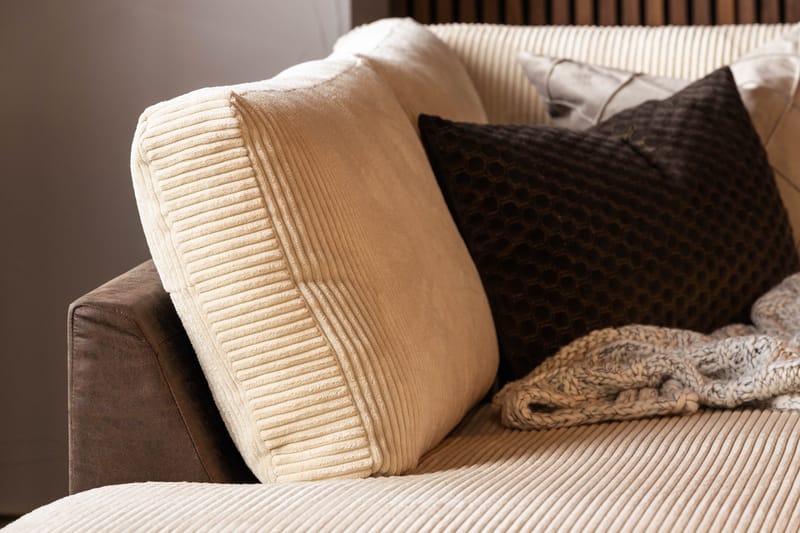 Cuba 5-seters Venstrevendt U-formet Sofa med Divan og Sjeselong i Manchester/Kunstlær - Brun / Beige - Møbler - Sofaer - U-sofa