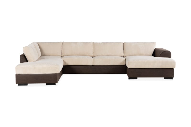 Cuba 5-seters Venstrevendt U-formet Sofa med Divan og Sjeselong i Manchester/Kunstlær - Brun / Beige - Møbler - Sofaer - U-sofa
