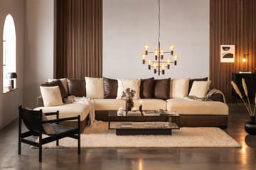 Cuba 5-seters Venstrevendt U-formet Sofa med Divan og Sjeselong i Manchester/Kunstlær inkl. Pynteputer - Brun / Beige - Møbler - Sofaer - U-sofa