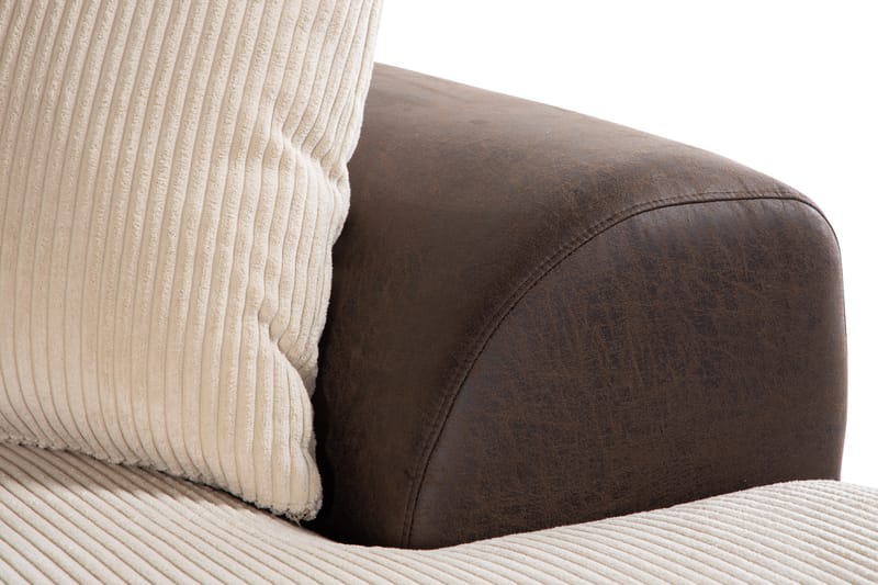 Cuba 5-seters Venstrevendt U-formet Sofa med Divan og Sjeselong i Manchester/Kunstlær inkl. Pynteputer - Brun / Beige - Møbler - Sofaer - U-sofa