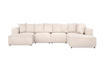Cubo 5-seters U-formet Dyp Modulsofa med Divan og Sjeselong i Fløyel - Beige - Møbler - Sofaer - U-sofa