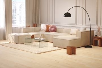 Cubo 5-seters U-formet Dyp Modulsofa med Divan og Sjeselong i Fløyel - Beige - Møbler - Sofaer - U-sofa