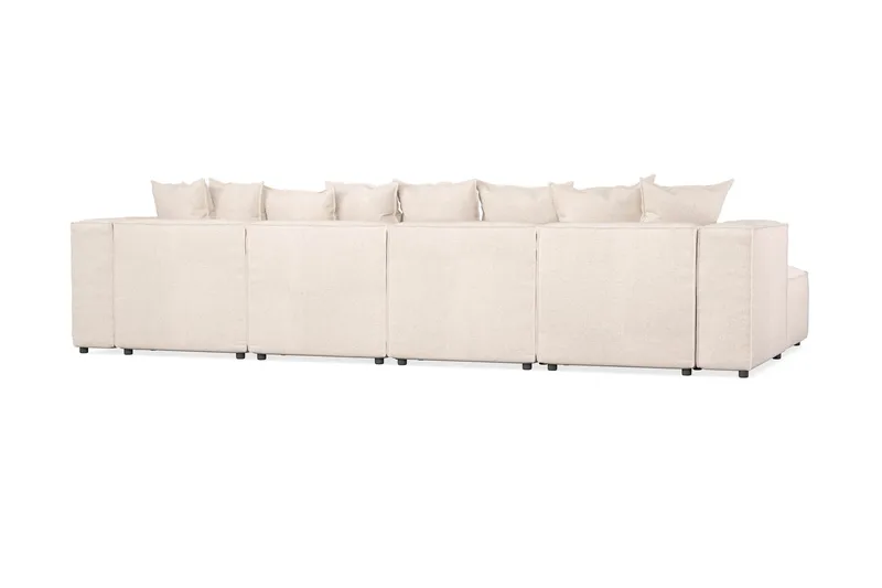 Cubo 5-seters U-formet Dyp Modulsofa med Divan og Sjeselong i Fløyel - Beige - Møbler - Sofaer - U-sofa