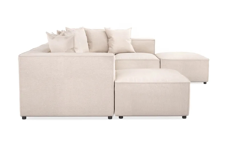 Cubo 5-seters U-formet Dyp Modulsofa med Divan og Sjeselong i Fløyel - Beige - Møbler - Sofaer - U-sofa
