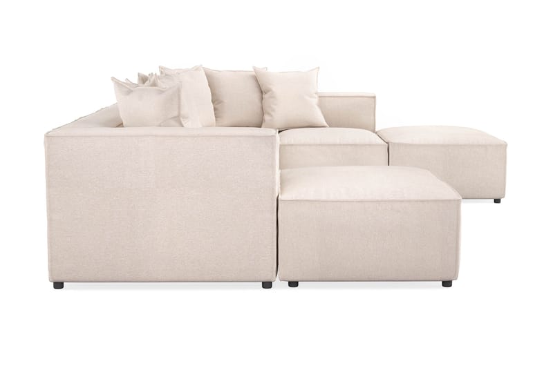 Cubo 5-seters U-formet Dyp Modulsofa med Divan og Sjeselong i Fløyel - Beige - Møbler - Sofaer - U-sofa