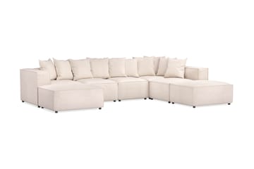 Cubo 5-seters U-formet Dyp Modulsofa med Divan og Sjeselong i Fløyel - Beige - Møbler - Sofaer - U-sofa