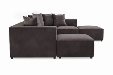 Cubo 5-seters U-formet Dyp Modulsofa med Divan og Sjeselong i Fløyel - Mørk grå - Møbler - Sofaer - U-sofa