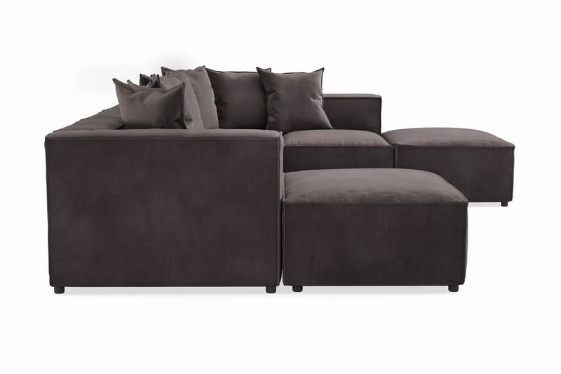 Cubo 5-seters U-formet Dyp Modulsofa med Divan og Sjeselong i Fløyel - Mørk grå - Møbler - Sofaer - U-sofa