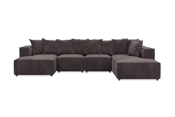 Cubo 5-seters U-formet Dyp Modulsofa med Divan og Sjeselong i Fløyel - Mørk grå - Møbler - Sofaer - U-sofa