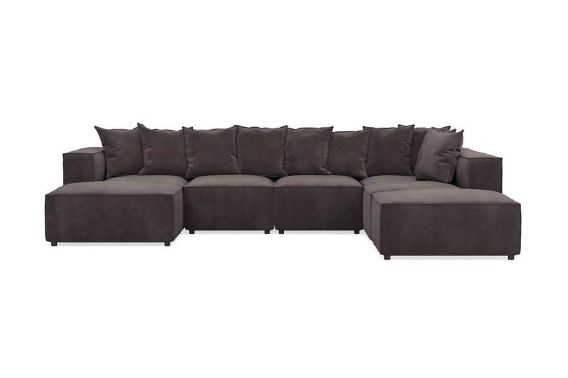 Cubo 5-seters U-formet Dyp Modulsofa med Divan og Sjeselong i Fløyel - Mørk grå - Møbler - Sofaer - U-sofa