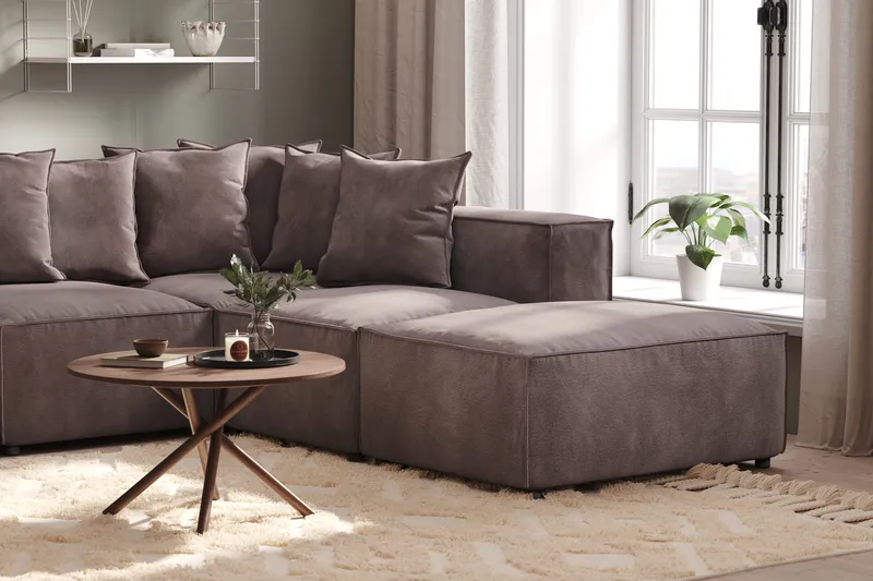 Cubo 5-seters U-formet Dyp Modulsofa med Divan og Sjeselong i Fløyel - Mørk grå - Møbler - Sofaer - Fløyelssofaer