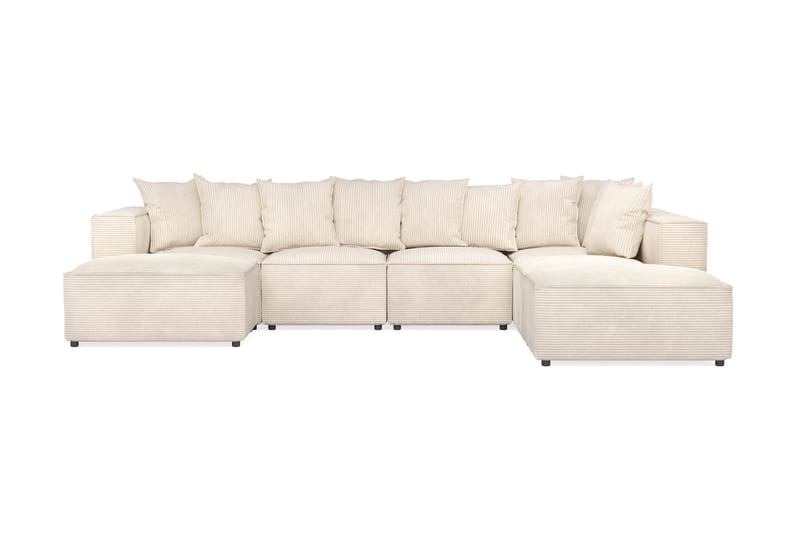 Cubo 5-seters U-formet Dyp Modulsofa med Divan og Sjeselong i Manchester - Beige - Møbler - Sofaer - U-sofa