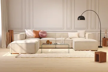 Cubo 5-seters U-formet Dyp Modulsofa med Divan og Sjeselong i Manchester - Beige - Møbler - Sofaer - U-sofa