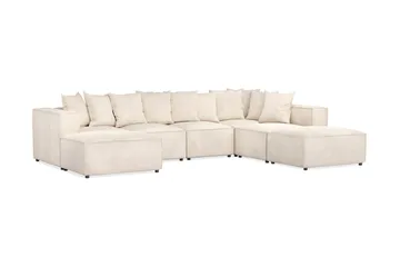 Cubo 5-seters U-formet Dyp Modulsofa med Divan og Sjeselong i Manchester - Beige - Møbler - Sofaer - U-sofa