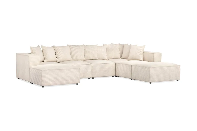 Cubo 5-seters U-formet Dyp Modulsofa med Divan og Sjeselong i Manchester - Beige - Møbler - Sofaer - U-sofa