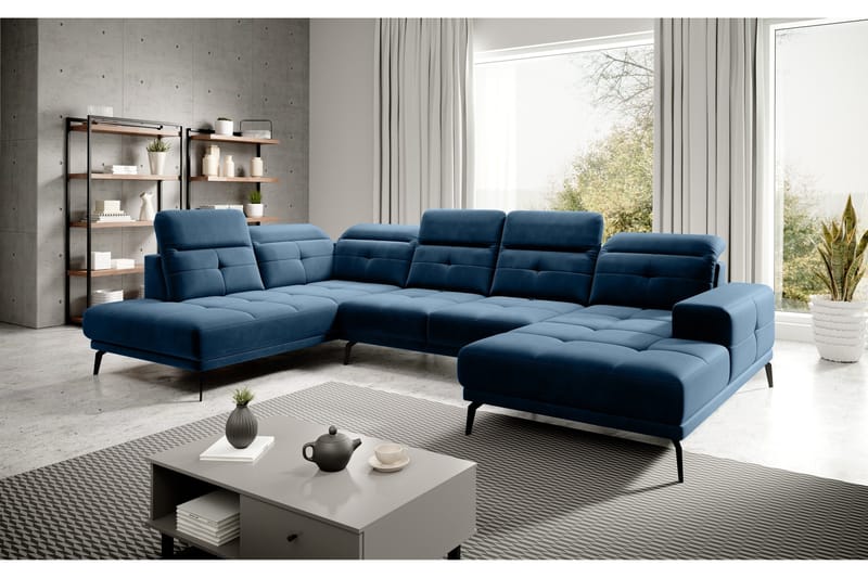 Devender Sofa m. Divan og Sjeselong, Blå
