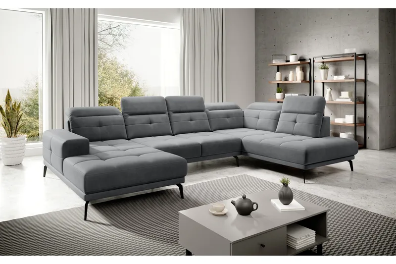 Devender Sofa m. Divan og Sjeselong - Grå - Møbler - Sofaer - U-sofa