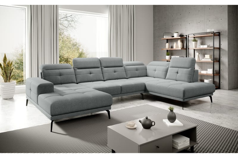 Devender Sofa m. Divan og Sjeselong - Grå - Møbler - Sofaer - U-sofa