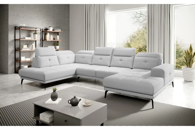 Devender Sofa m. Divan og Sjeselong, Hvit