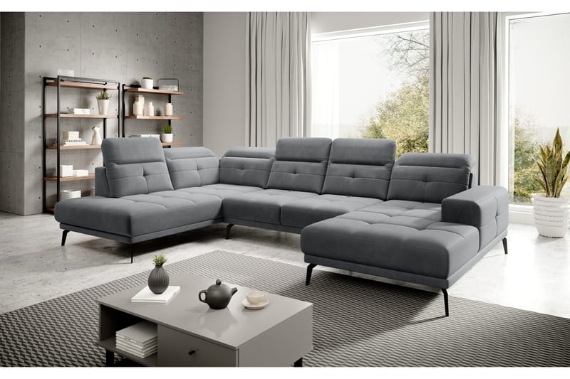 Devender Sofa m. Divan og Sjeselong, Lysegrå