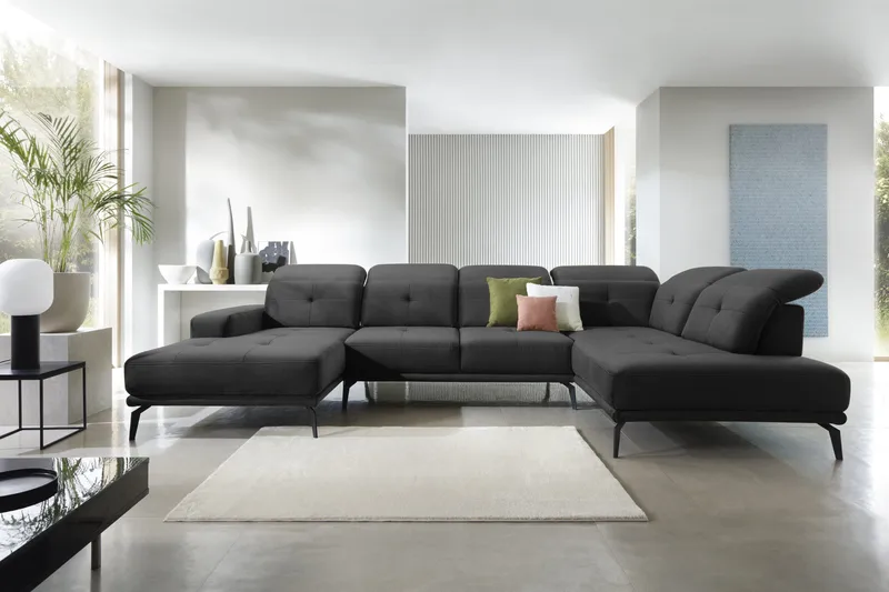 Devender Sofa m. Divan og Sjeselong, Mørkegrå
