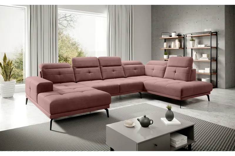 Devender Sofa m. Divan og Sjeselong - Rosa - Møbler - Sofaer - U-sofa